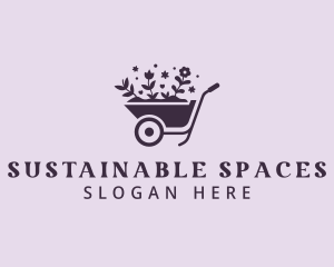 Wheelbarrow Flower Landscaping logo design