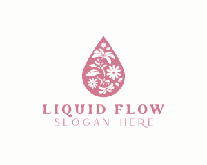 Botanical Floral Droplet logo design