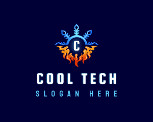 Heating Cooling HVAC logo design