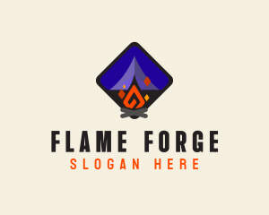 Camp Fire Geometric logo design