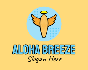 Retro Surfboard Angel logo design