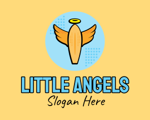 Retro Surfboard Angel logo design