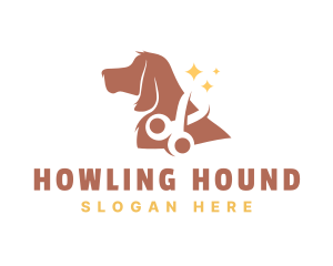 Hound Dog Grooming Scissors logo design