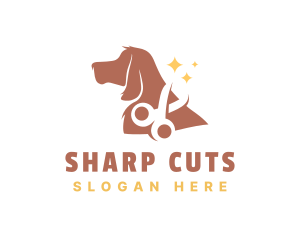 Hound Dog Grooming Scissors logo design