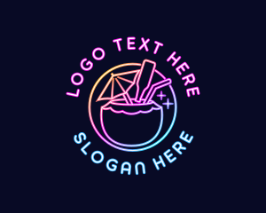 Neon Cocktail Beverage Logo