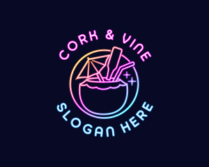 Neon Cocktail Beverage logo design