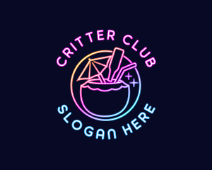 Neon Cocktail Beverage logo design