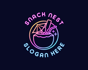 Neon Cocktail Beverage logo design