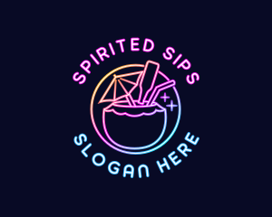 Neon Cocktail Beverage logo design