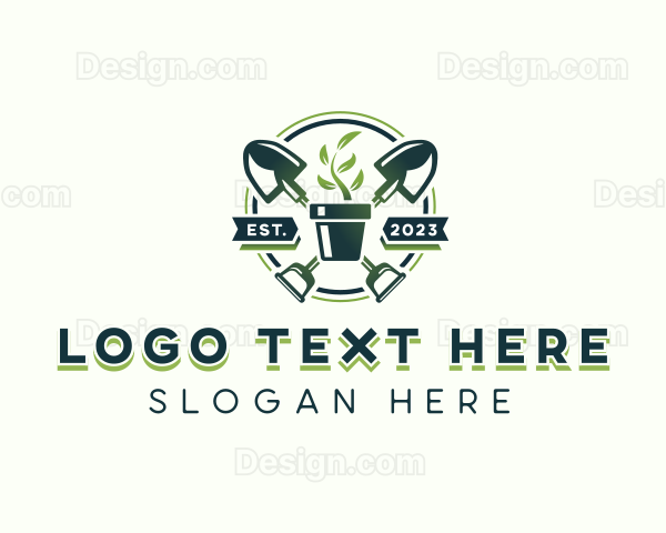 Leaf Plant Shovel Logo