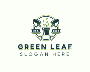 Leaf Plant Shovel logo design