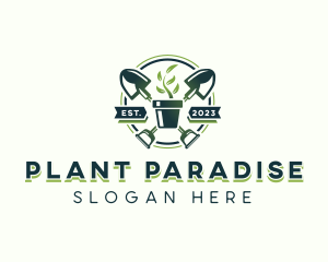 Leaf Plant Shovel logo design