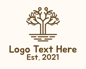 Brown Outline Tree logo