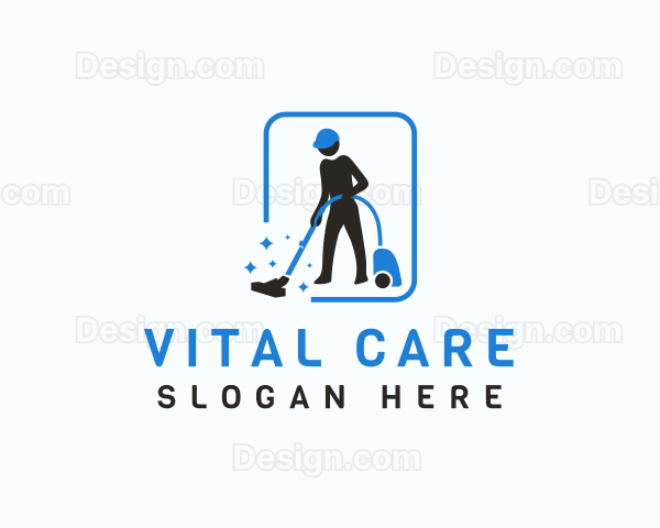 Vacuum Cleaning Janitor Logo