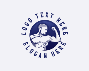 Muscular Fitness Bodybuilder Coach Logo