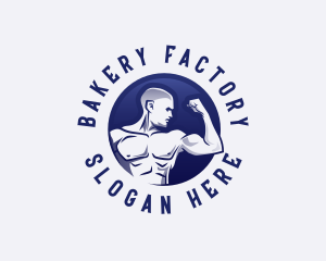 Muscular Fitness Bodybuilder Coach logo design