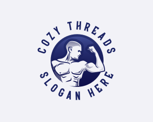 Muscular Fitness Bodybuilder Coach logo design