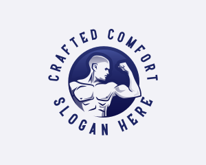 Muscular Fitness Bodybuilder Coach logo design