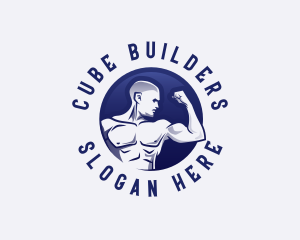 Muscular Fitness Bodybuilder Coach logo design