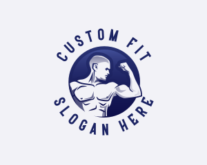 Muscular Fitness Bodybuilder Coach logo design