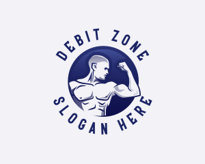 Muscular Fitness Bodybuilder Coach logo design