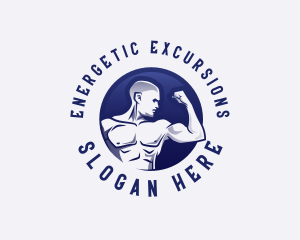 Muscular Fitness Bodybuilder Coach logo design