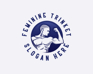 Muscular Fitness Bodybuilder Coach logo design