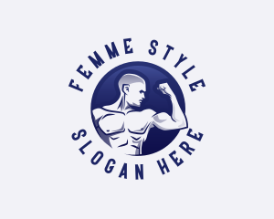 Muscular Fitness Bodybuilder Coach logo design