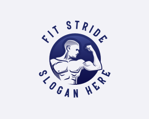 Muscular Fitness Bodybuilder Coach logo design