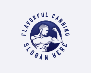 Muscular Fitness Bodybuilder Coach logo design