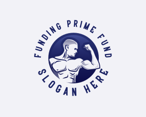 Muscular Fitness Bodybuilder Coach logo design