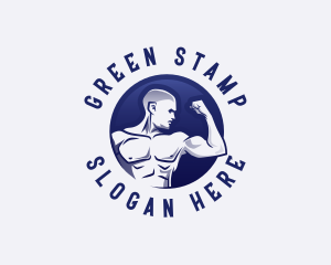 Muscular Fitness Bodybuilder Coach logo design