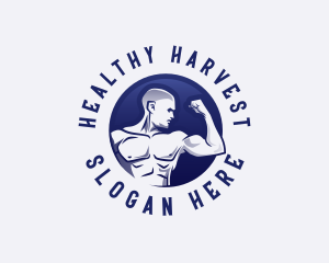 Muscular Fitness Bodybuilder logo design