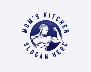 Muscular Fitness Bodybuilder Coach logo design