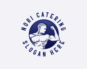 Muscular Fitness Bodybuilder Coach logo design