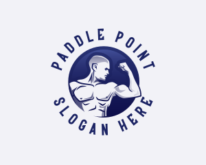 Muscular Fitness Bodybuilder Coach logo design