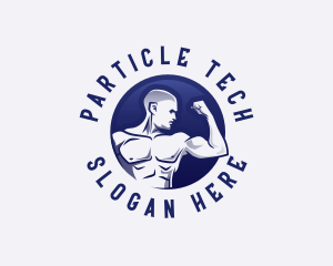 Muscular Fitness Bodybuilder Coach logo design