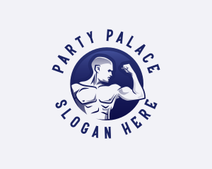 Muscular Fitness Bodybuilder Coach logo design