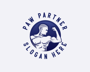 Muscular Fitness Bodybuilder Coach logo design