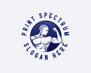 Muscular Fitness Bodybuilder Coach logo design