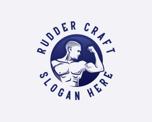 Muscular Fitness Bodybuilder Coach logo design