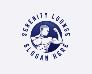 Muscular Fitness Bodybuilder Coach logo design