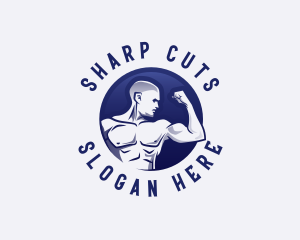 Muscular Fitness Bodybuilder Coach logo design