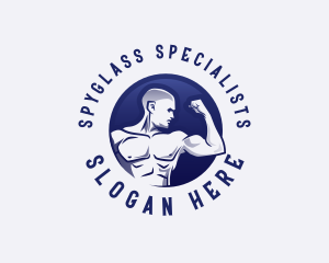 Muscular Fitness Bodybuilder Coach logo design