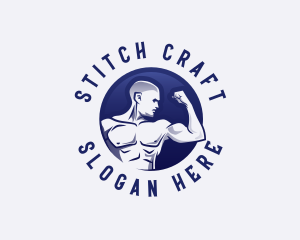 Muscular Fitness Bodybuilder Coach logo design