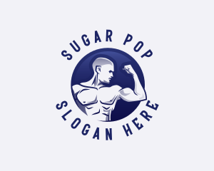 Muscular Fitness Bodybuilder Coach logo design