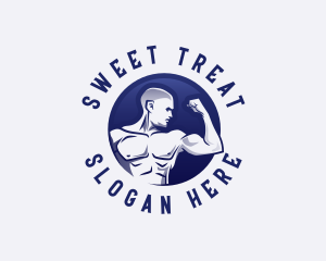 Muscular Fitness Bodybuilder Coach logo design