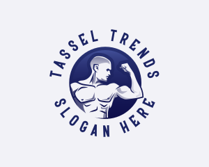 Muscular Fitness Bodybuilder Coach logo design