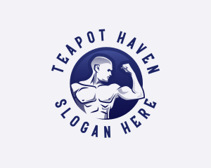 Muscular Fitness Bodybuilder Coach logo design