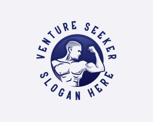 Muscular Fitness Bodybuilder Coach logo design